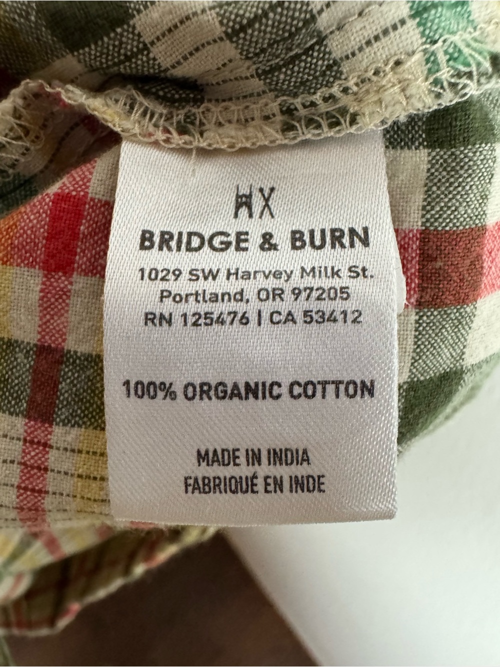 Women’s Plaid Button-Front Blouse in Green and Cream - Picture 6 of 6